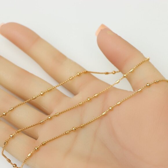 "Delicate Rose Gold Necklace with Beads, XPNL0186 - Picture 3 of 12